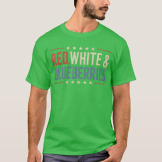 赤白とブルーベリーUSA愛国心を男性へ持つ Tシャツ