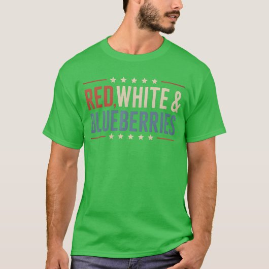 赤白とブルーベリーUSA愛国心を男性へ持つ Tシャツ (正面)