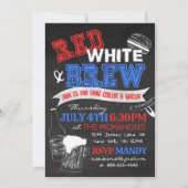 赤白とブルー チャコールボード パーティー招待状 招待状 (正面)