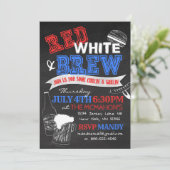 赤白とブルー チャコールボード パーティー招待状 招待状 (スタンド正面)