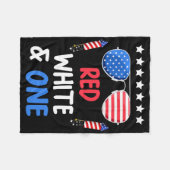 赤白と一つの誕生日7月4日Indepen フリースブランケット (正面(横))