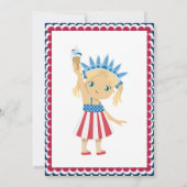 赤白と愛国心の可愛い女の子1歳の誕生日 招待状 (裏面)