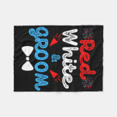 赤白と新郎 面白い結婚パーティー 7月4日 フリースブランケット (正面(横))