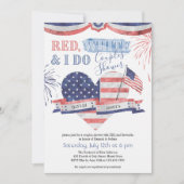 赤白と私はヴィンテージカップルのシャワー 招待状 (正面)