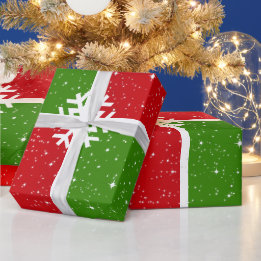 赤白と緑のC'est Noel ラッピングペーパー