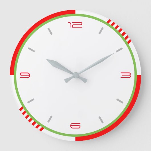 赤白と緑 ラージ壁時計 (正面)