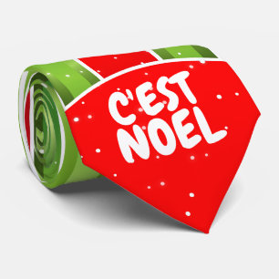 赤白と緑、C'est Noel文字オン ネクタイ