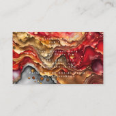 赤白と金ゴールド大理石アルコールインク 名刺 (裏面)