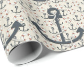 赤白と青のいかり ラッピングペーパー (ロールコーナー)