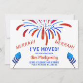 赤白と青のお祝い移動 案内状 (正面)