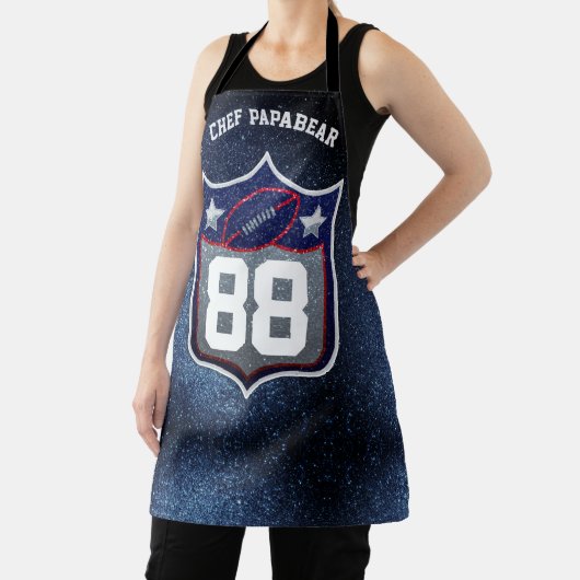 赤白と青のアメリカンフットボールのチームスポーツ エプロン (インサイチュ)