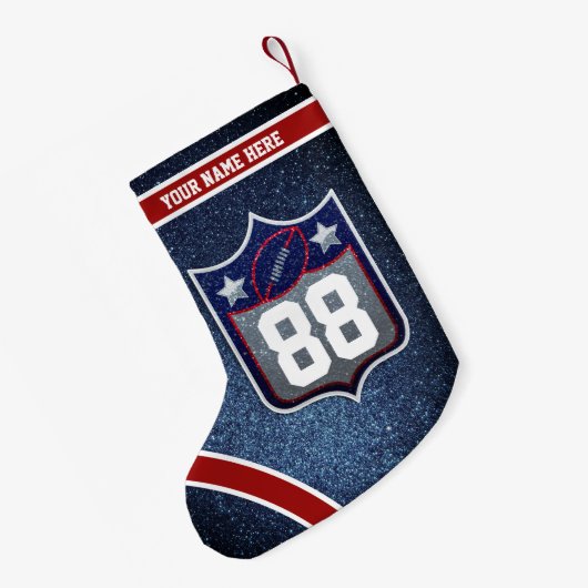 赤白と青のアメリカンフットボールのチームスポーツ スモールクリスマスストッキング