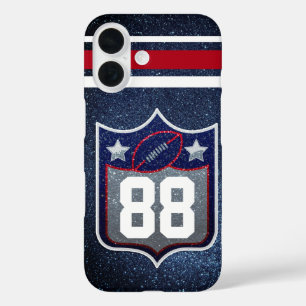 赤白と青のアメリカンフットボールのチームスポーツ iPhone 16ケース