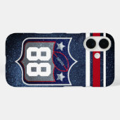 赤白と青のアメリカンフットボールのチームスポーツ Case-Mate iPhoneケース (裏面 (横))