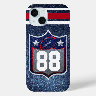 赤白と青のアメリカンフットボールのチームスポーツ iPhone 15ケース