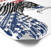 赤白と青のアメリカ愛国的イーグルアート ポスター (角)