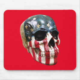 赤白と青のスカル マウスパッド