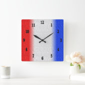 赤白と青のストライプ四角い壁時計 スクエア壁時計 (ホーム)