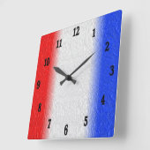 赤白と青のストライプ四角い壁時計 スクエア壁時計 (傾斜)