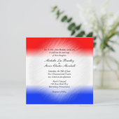 赤白と青のストライプ結婚式招待状 招待状 (スタンド正面)