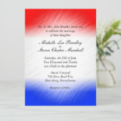 赤白と青のストライプ結婚式招待状 招待状 (スタンド正面)