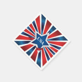 赤白と青のストライプUSAモノグラム スタンダードカクテルナプキン (角)