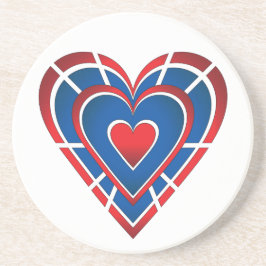 赤白と青のハート コースター