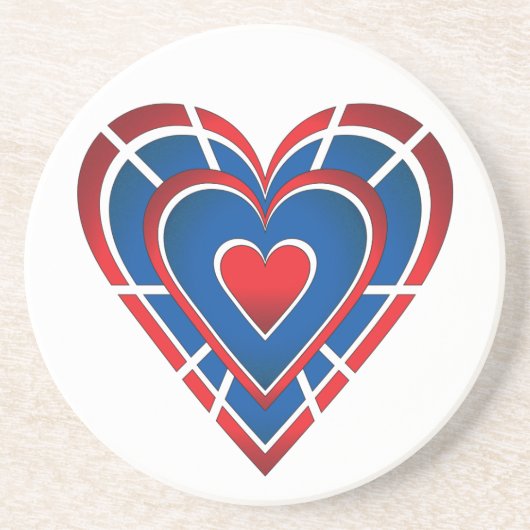 赤白と青のハート コースター (正面)