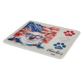 赤白と青の愛国的なチワホアドッグトリート カッティングボード (角)