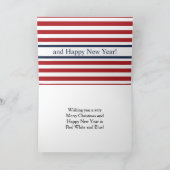 赤白と青の愛国的なメリークリスマス シーズンカード (内部)