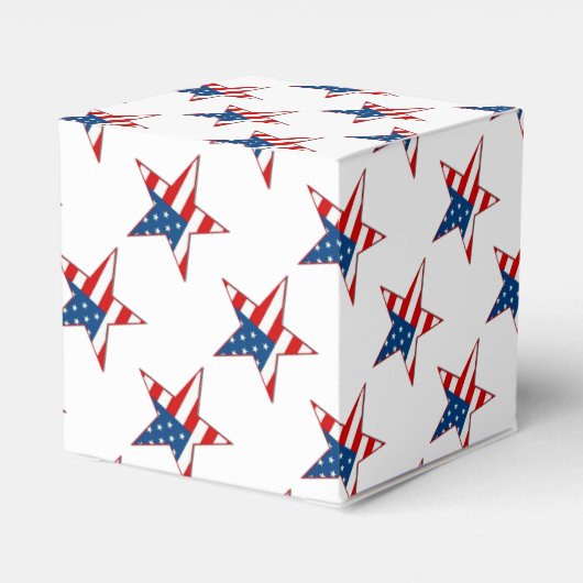 赤白と青の愛国的な星ハートの好意ボックス フェイバーボックス (裏面サイド)