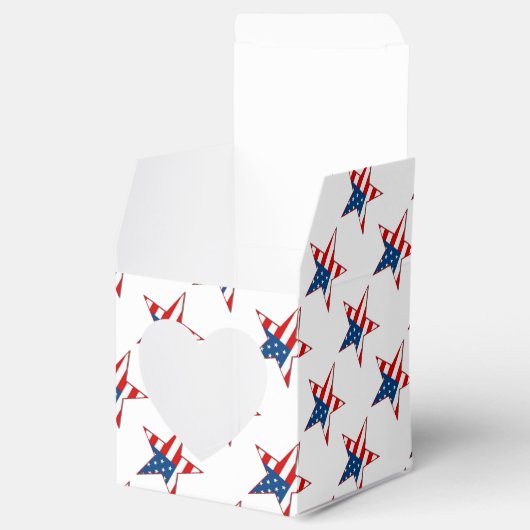 赤白と青の愛国的な星ハートの好意ボックス フェイバーボックス (オープン)