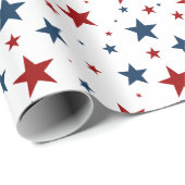 赤白と青の愛国的な星 ラッピングペーパー (ロールコーナー)