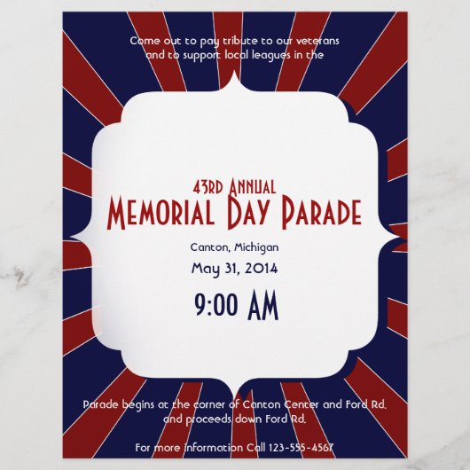 赤白と青の愛国的スターバスト チラシ (正面)