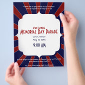 赤白と青の愛国的スターバスト チラシ (手)