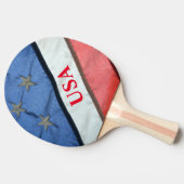 赤白と青の星とストライプ米国国旗 卓球ラケット (横)