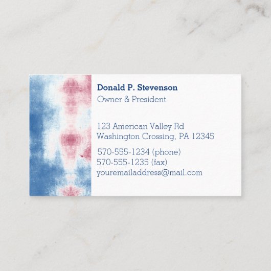 赤白と青の絞り染め愛国色 名刺 (裏面)