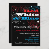 赤白と青の退役軍人の日BBQ 招待状 (正面/裏面)