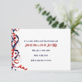 赤白と青の7月4日リボンと星 招待状 (スタンド正面)