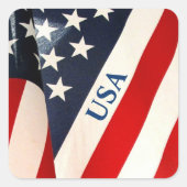 赤白と青アメリカ国旗の星とストライプ スクエアシール (正面)