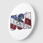 赤白と青アメリカ愛国旗の米国 ラージ壁時計 (傾斜)