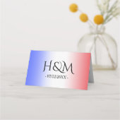 赤白と青グラデーション愛国心結婚の プレイスカード (裏面)