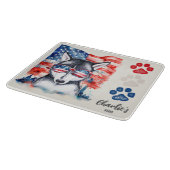 赤白と青シベリアおもしろいハスキー犬の治療 カッティングボード (角)