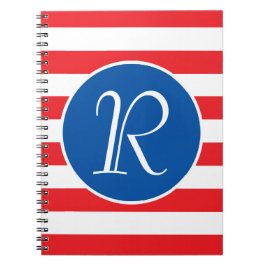 赤白と青モノグラム ノートブック