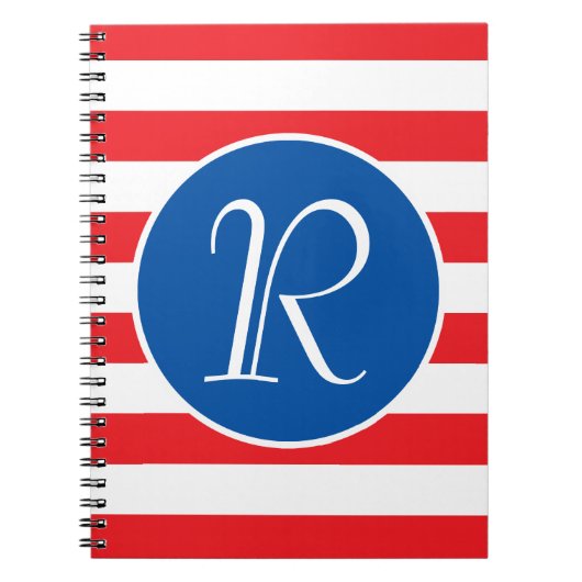 赤白と青モノグラム ノートブック (正面)