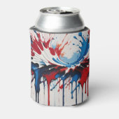 赤白と青絵を描のアメリカ愛国的（ばちゃばちゃ）跳ねる 缶クーラー (缶裏面)