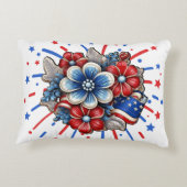赤白と青7月4日の愛国的な花 アクセントクッション (裏面)