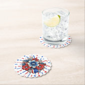 赤白と青7月4日の愛国的な花 ペーパーコースター (インサイチュ)