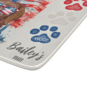 赤白と青7月4日ブラウンダシュント犬 カッティングボード (角)