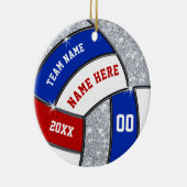 赤白と青、バレーボールオーナメント、カスタム セラミックオーナメント (右)
